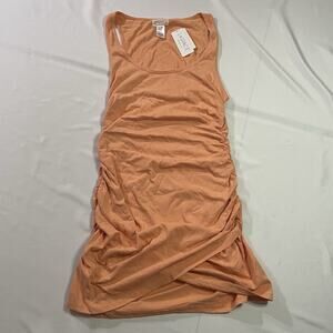 NWT L*Space Wildwood Mini Dress Tangy Orange Large Ruched Cotton Scoop‎ Neck